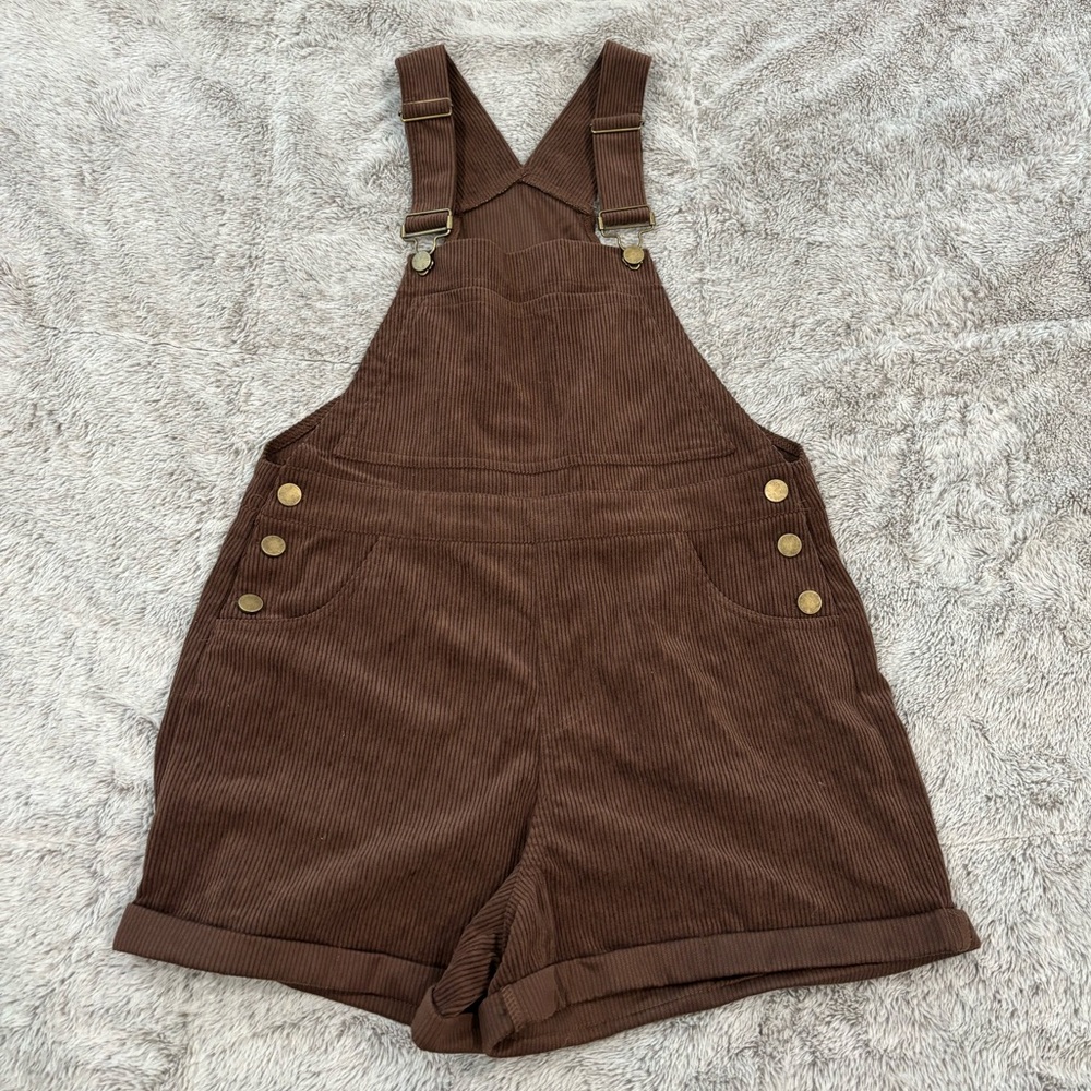 Corduroy Ribbed Short Overalls